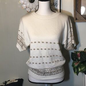 Cristin Stevens Vintage short puff sleeve knit